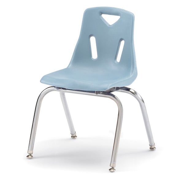 Berries Stacking Chair with Chrome-Plated Legs, 16 in. Ht, Coastal Blue
